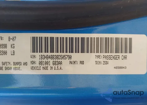 2008 Dodge Caliber Sxt z USA, uszkodzony, nr VIN 1B3HB48B38D505790